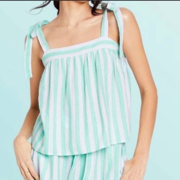 NWT Stoney Clover Ln. For Target Green Linen Blend Blouse - Picture 1 of 8
